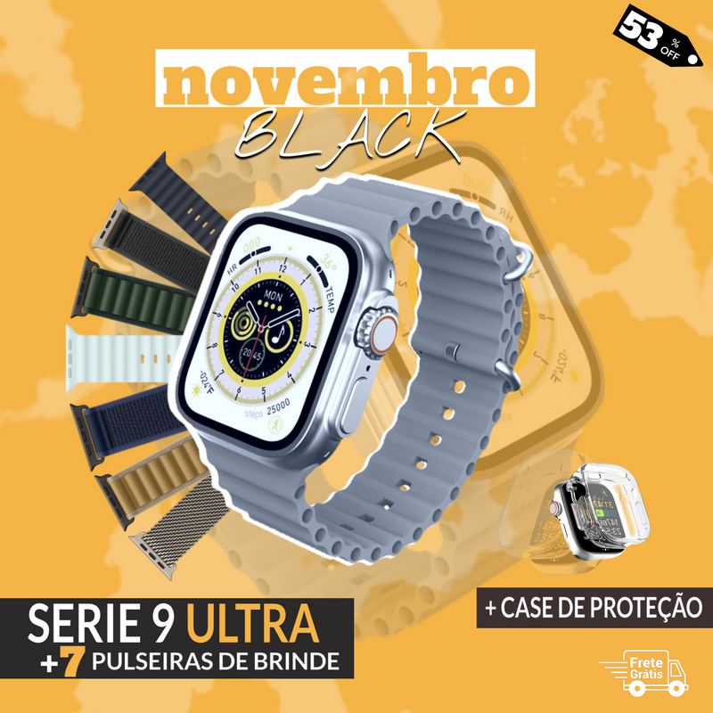 SmartWatch - Serie 9 Ultra + [Brindes: 7 Pulseiras + Case]