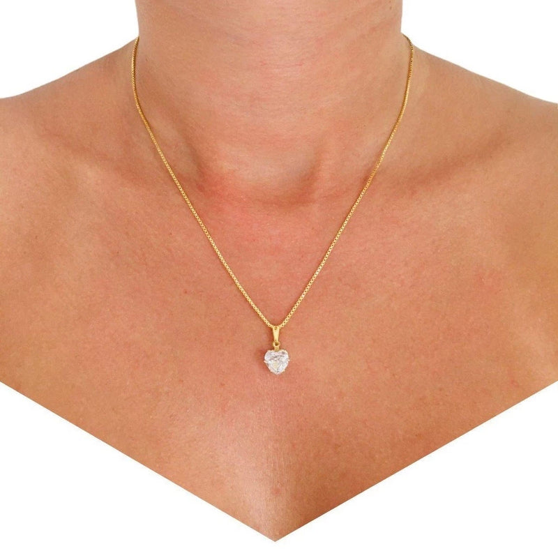 Colar Choker Com coração Ponto De Luz Folheado A Ouro 18k